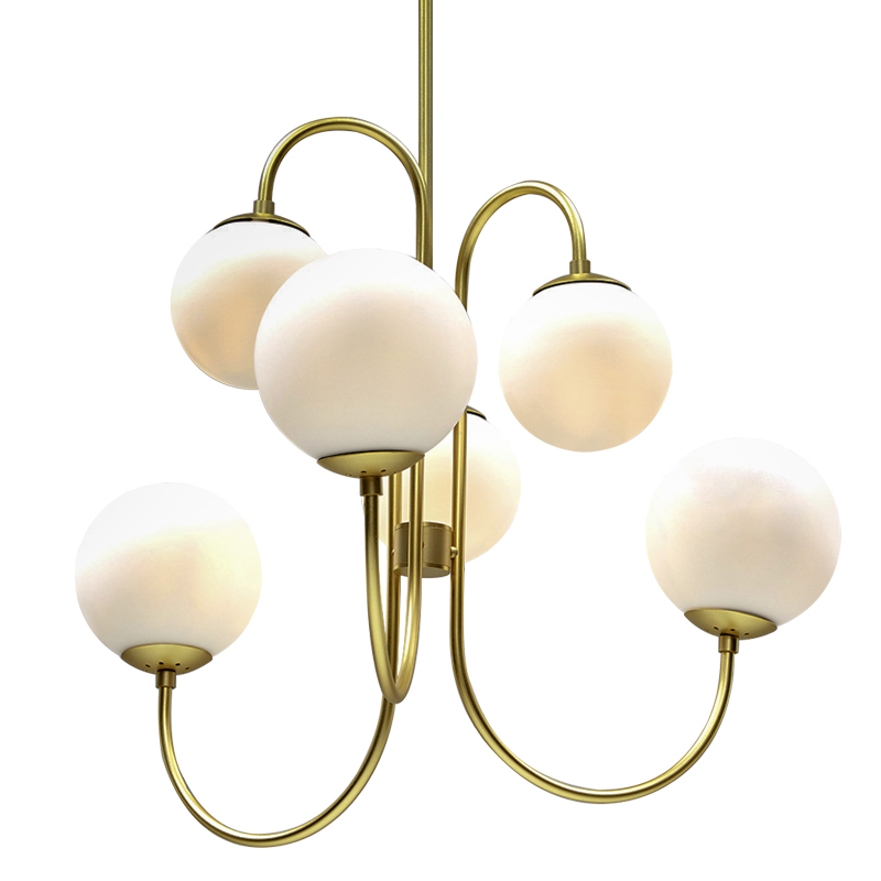 Люстра Gooseneck Pelle Gold Chandelier Белый Золотой Люстра Gooseneck Pelle Gold Chandelier Белый Золотой в Костроме | Loft Concept