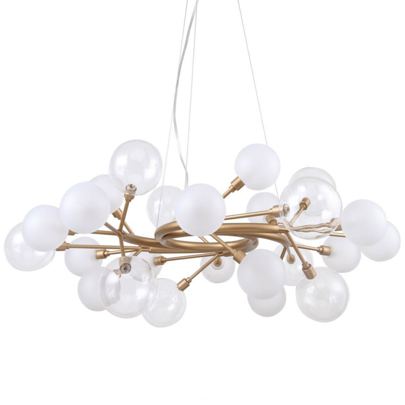 Люстра Berries Chandelier White 85 матовое золото Прозрачный Прозрачный белый Люстра Berries Chandelier White 85 матовое золото Прозрачный Прозрачный белый в Костроме | Loft Concept