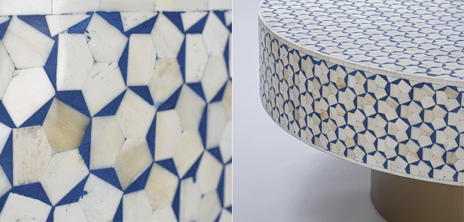 Стол голубой отделка кость BONE INLAY COFFEE TABLE Стол голубой отделка кость BONE INLAY COFFEE TABLE - Loft-Concept в Костроме