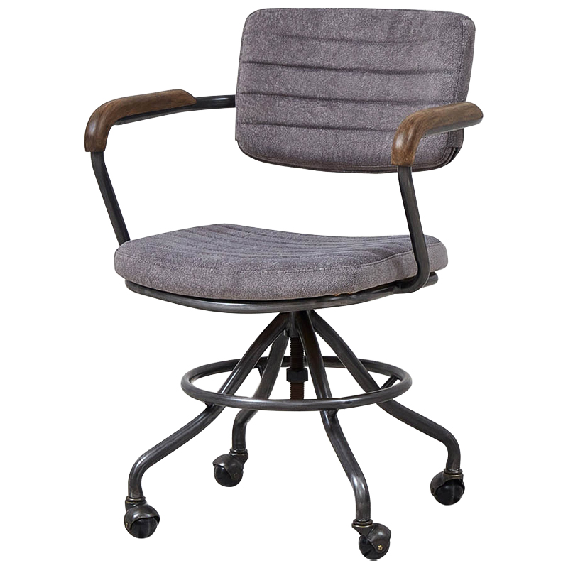 Кресло на колесах Lyndon Chair Серый Коричневый Черный Кресло на колесах Lyndon Chair Серый Коричневый Черный в Костроме | Loft Concept