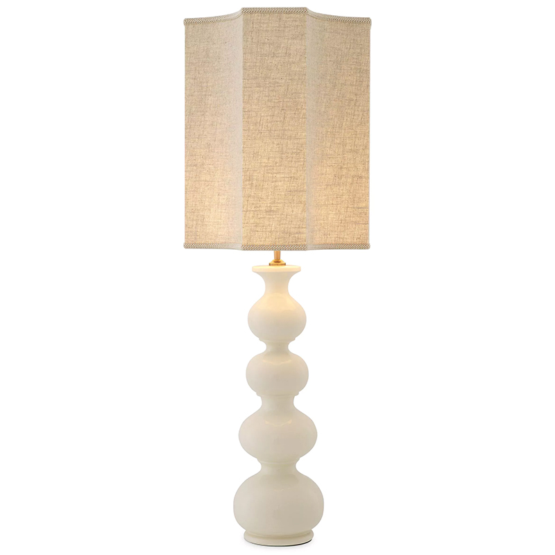 Настольная лампа Eichholtz Table Lamp Mabel Ceramic Бежево-серый Латунь Белый Настольная лампа Eichholtz Table Lamp Mabel Ceramic Бежево-серый Латунь Белый в Костроме | Loft Concept