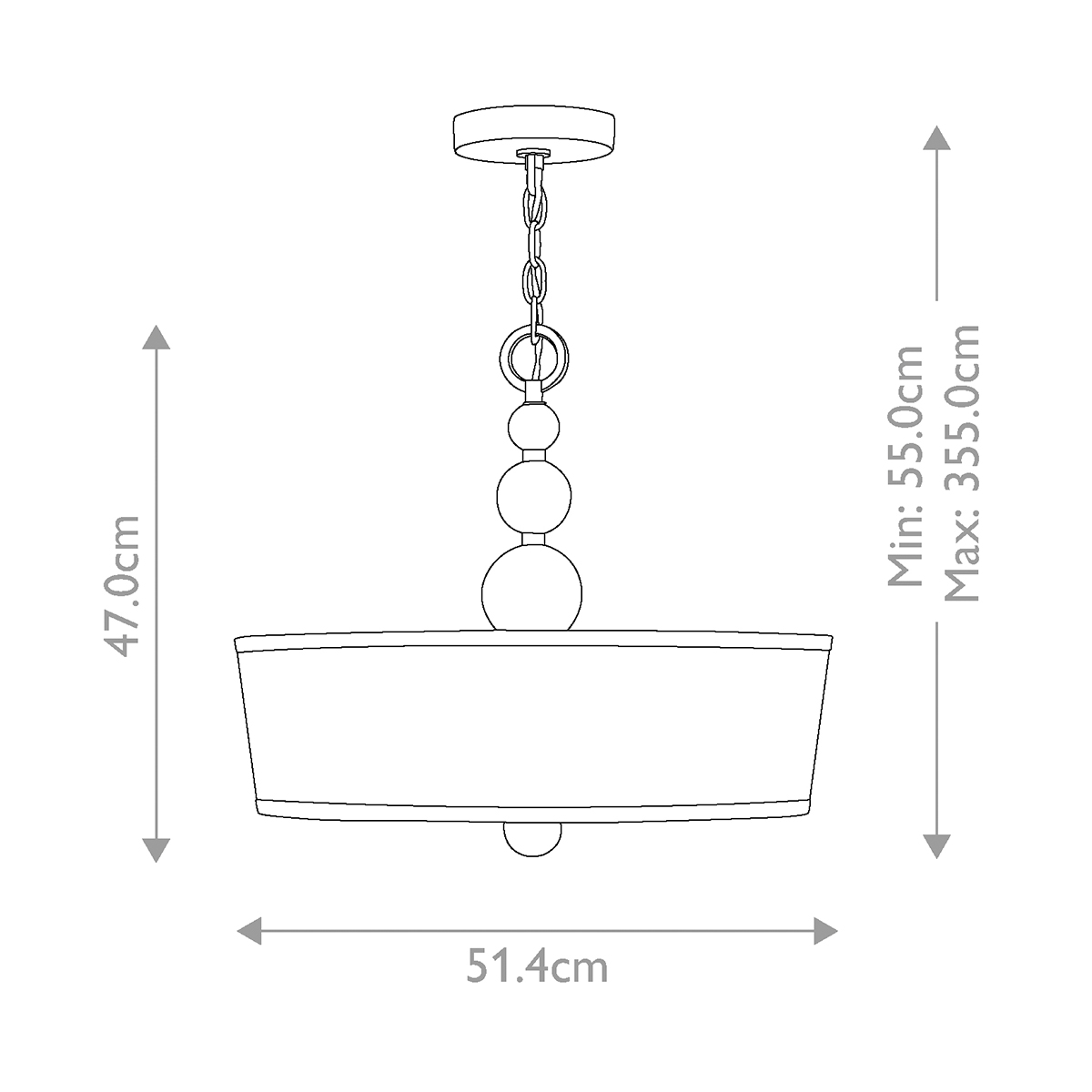 Люстра подвесная с белым тканевым цилиндрическим абажуром и декоративными шарами Hinkley в Костроме