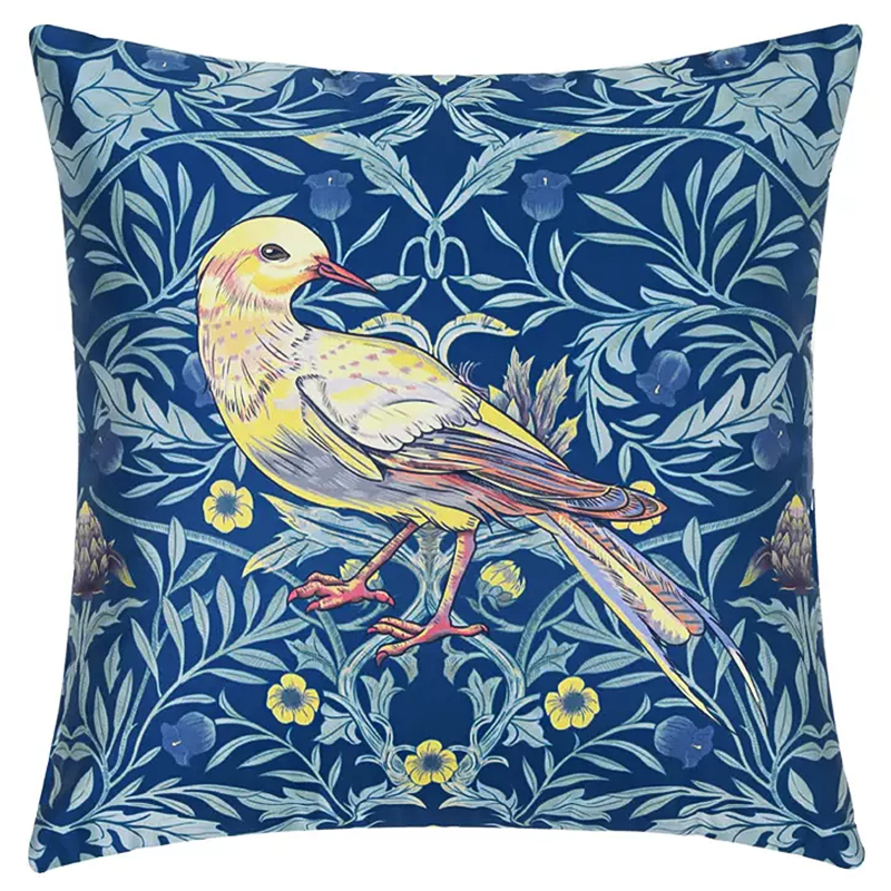 Декоративная подушка Bird and Flower Pattern Cushion Синий Мульти Декоративная подушка Bird and Flower Pattern Cushion Синий Мульти в Костроме | Loft Concept