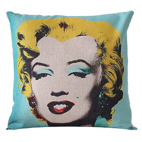 Декоративная подушка Marilyn Monroe Желтый Бирюзовый Декоративная подушка Marilyn Monroe Желтый Бирюзовый в Костроме | Loft Concept