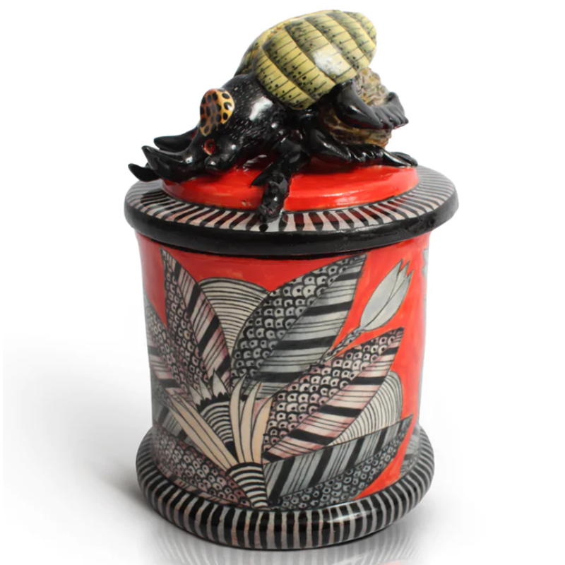 Сосуд с Крышкой красный Dung Beetle Candle Of Hope Красный Серый в Костроме | Loft Concept 