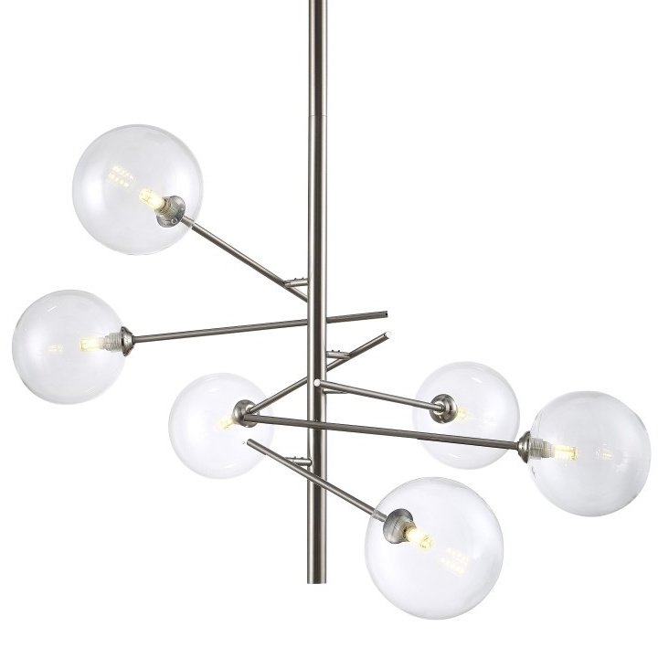 Люстра Gallotti & Radice Straight Nickel 6 Никель Прозрачное Стекло Люстра Gallotti & Radice Straight Nickel 6 Никель Прозрачное Стекло в Костроме | Loft Concept