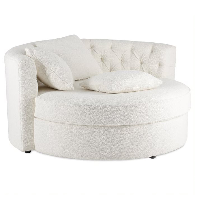Кушетка круглая с обивкой из ткани букле Milky Boucle Chair Белая Молочный Кушетка круглая с обивкой из ткани букле Milky Boucle Chair Белая Молочный в Костроме | Loft Concept