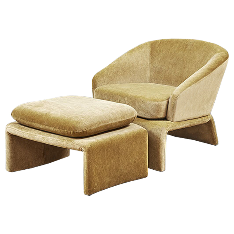 Кресло и пуф Connor Armchair Песочный Кресло и пуф Connor Armchair Песочный в Костроме | Loft Concept