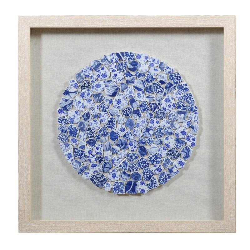 Панно Blue and White Mosaic circle Белый Синий Бежевый Панно Blue and White Mosaic circle Белый Синий Бежевый в Костроме | Loft Concept