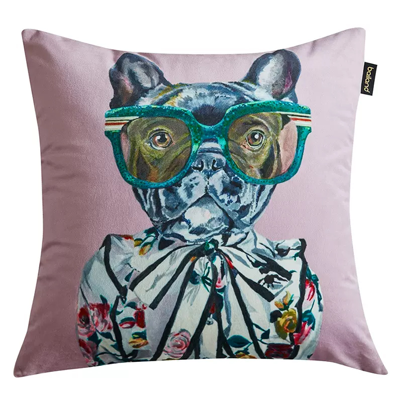 Декоративная подушка Стиль Gucci Dog Fashion Animals Cushion Lilac Мульти Сиреневый Декоративная подушка Стиль Gucci Dog Fashion Animals Cushion Lilac Мульти Сиреневый в Костроме | Loft Concept