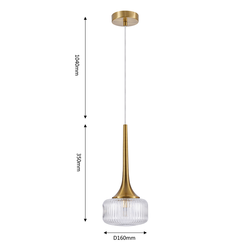Подвесной светильник Blown Glass с прозрачным рельефным плафоном Подвесной светильник Blown Glass с прозрачным рельефным плафоном в Костроме