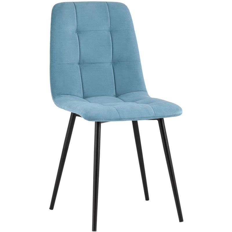 Стул NANCY S-2 Chair Голубой Велюр Голубой пастельный Черный Стул NANCY S-2 Chair Голубой Велюр Голубой пастельный Черный в Костроме | Loft Concept