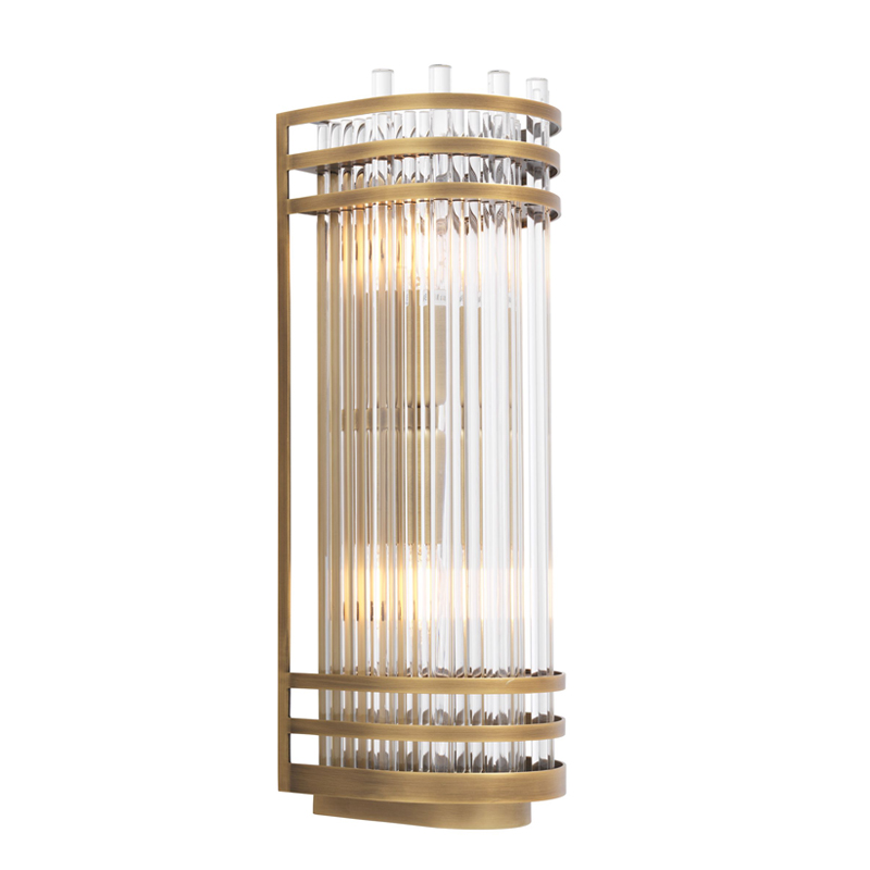 Бра Eichholtz Wall Lamp Gulf S Brass Латунь Античная полированная Прозрачный Бра Eichholtz Wall Lamp Gulf S Brass Латунь Античная полированная Прозрачный в Костроме | Loft Concept