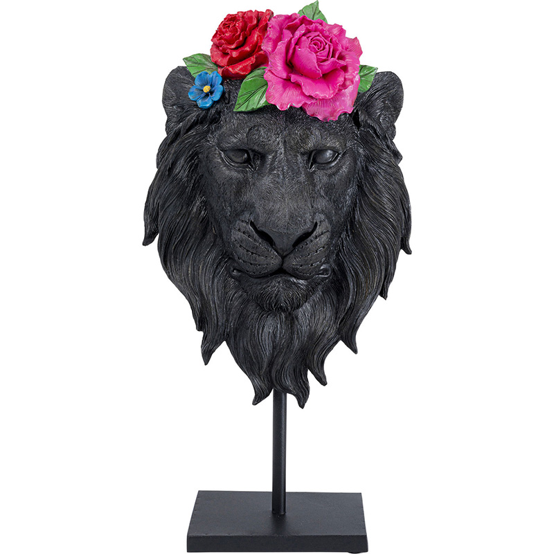 Статуэтка Lion and Flowers Черный Статуэтка Lion and Flowers Черный в Костроме | Loft Concept