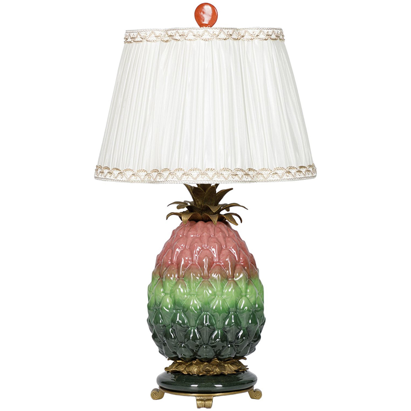 Настольная лампа с абажуром Pineapple Pink Green Table Lamp Белый Розовый Зеленый Салатовый Бронза Настольная лампа с абажуром Pineapple Pink Green Table Lamp Белый Розовый Зеленый Салатовый Бронза в Костроме | Loft Concept