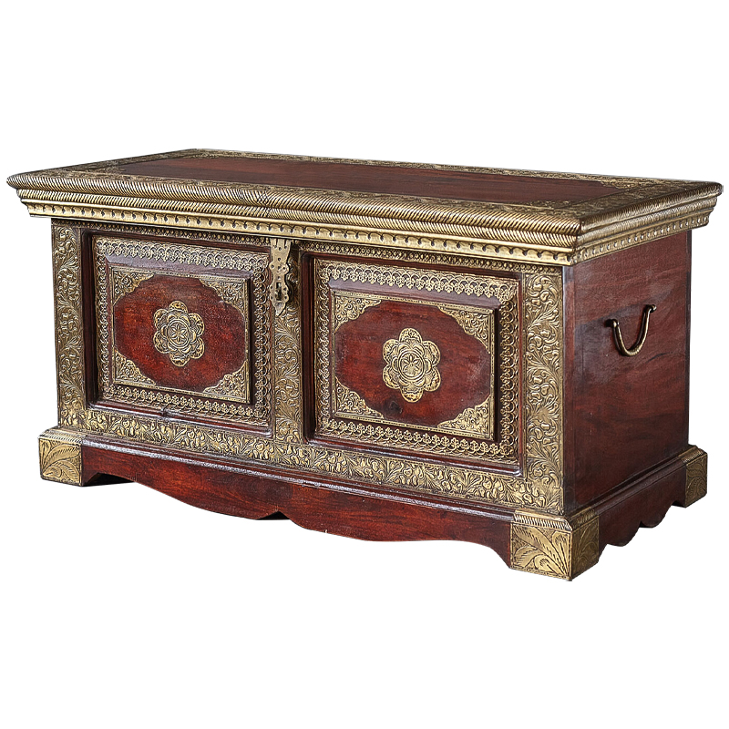 Сундук с латунной чеканкой Kanta Indian Inlaid Chest Латунь Коричневый Сундук с латунной чеканкой Kanta Indian Inlaid Chest Латунь Коричневый в Костроме | Loft Concept