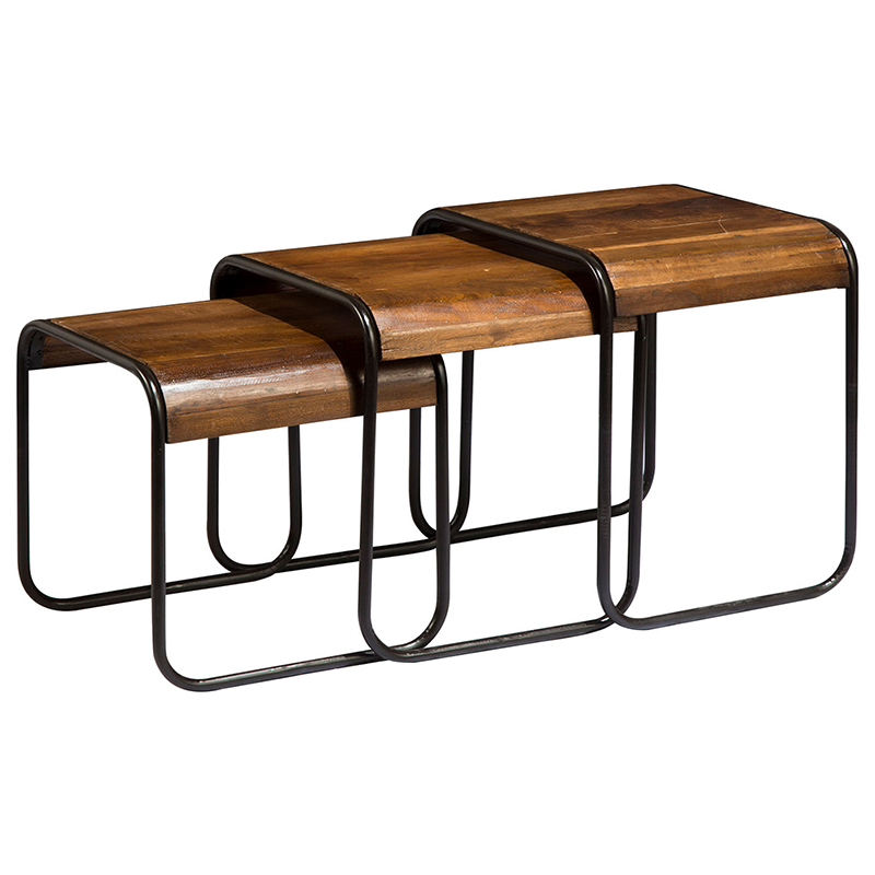 Комплект из 3-х приставных столов Sydney Side Tables Коричневый Черный Комплект из 3-х приставных столов Sydney Side Tables Коричневый Черный в Костроме | Loft Concept