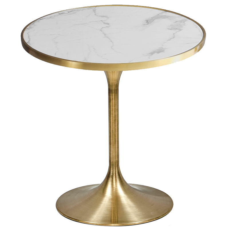 Обеденный стол Lovisa Table Circle Белый Латунь сатинированная Обеденный стол Lovisa Table Circle Белый Латунь сатинированная в Костроме | Loft Concept