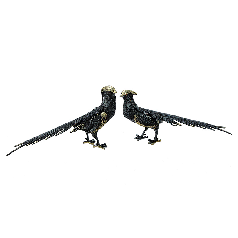 Статуэтка бронзовая пара Фазаны синие Bronze Birds Бронза Синий в Костроме | Loft Concept 