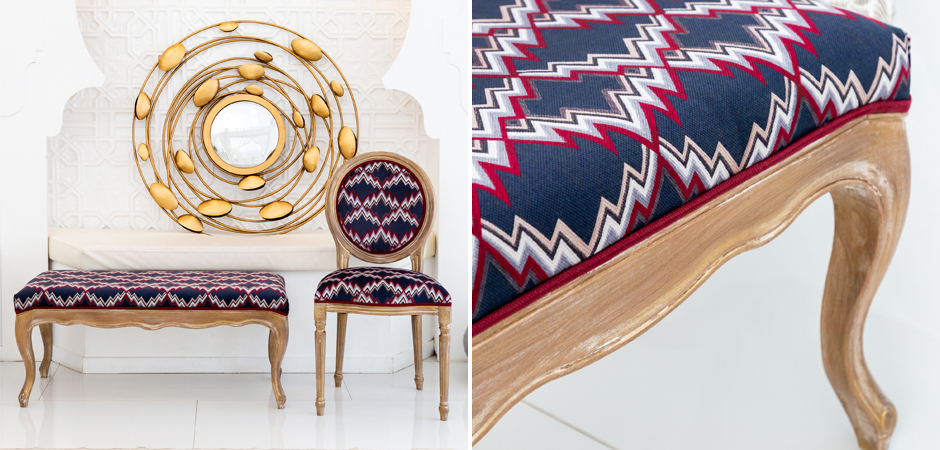 Банкетка Ikat Pattern с золотой патиной Банкетка Ikat Pattern с золотой патиной - Loft-Concept в Костроме