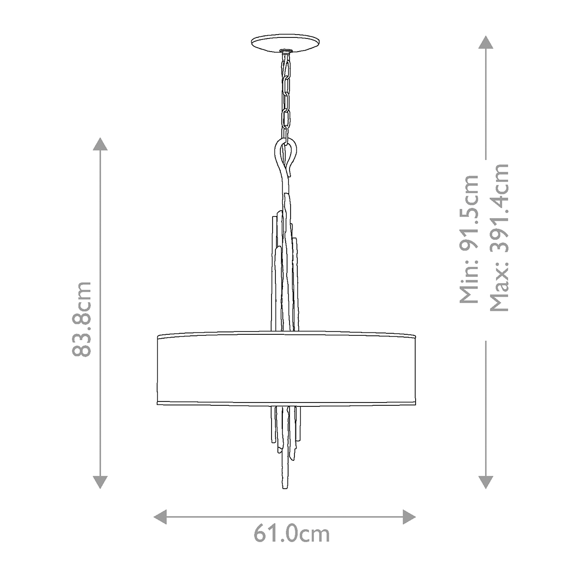 Люстра подвесная с широким белым текстильным абажуром и вертикальными декоративными элементами Hinkley в Костроме