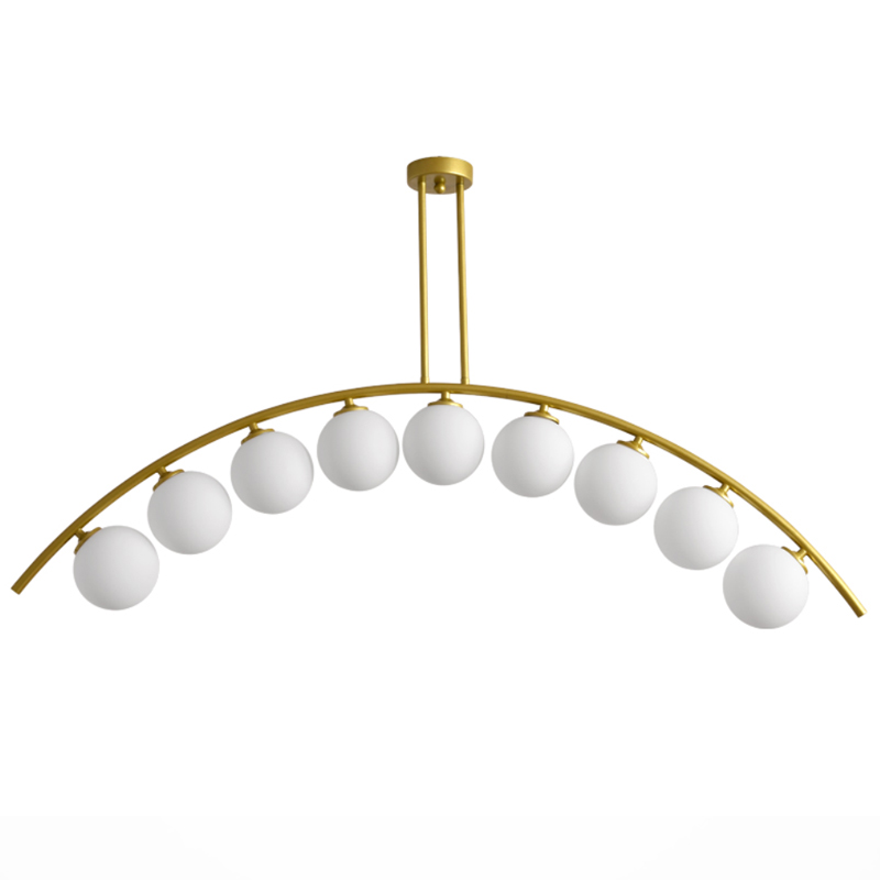 Светильник Ceiling lamp arc and balls Золотой Белое матовое стекло Светильник Ceiling lamp arc and balls Золотой Белое матовое стекло в Костроме | Loft Concept