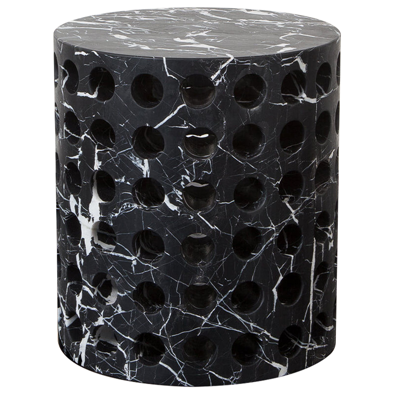 Приставной стол Perforated Side Table дизайн Kelly Wearstler Черный Мрамор Nero Черно-белый Приставной стол Perforated Side Table дизайн Kelly Wearstler Черный Мрамор Nero Черно-белый в Костроме | Loft Concept