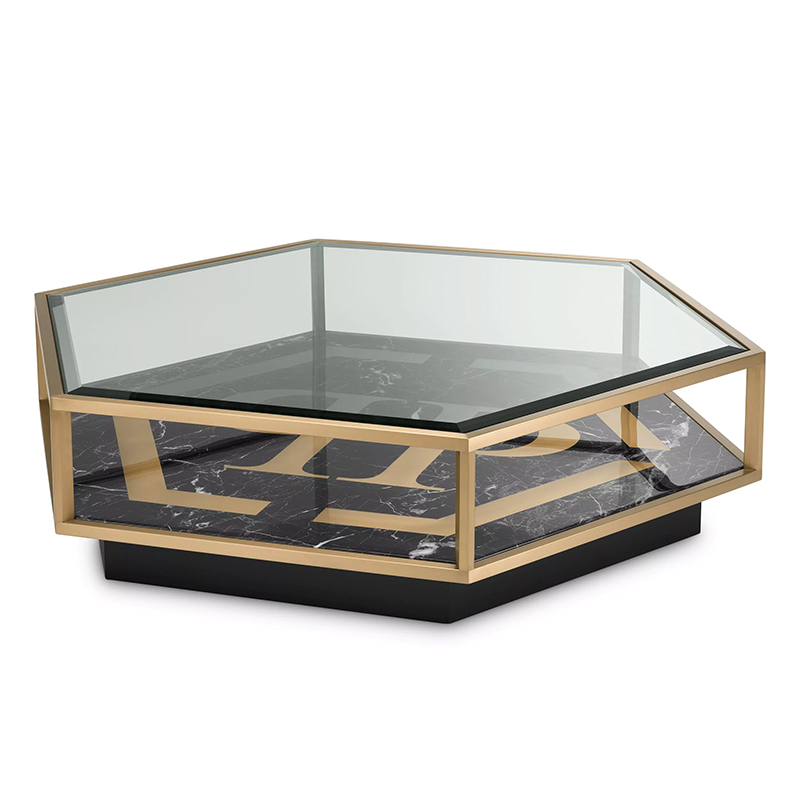 Кофейный стол Philipp Plein Coffee Table Falcon View Прозрачное Стекло Черный Золотой Кофейный стол Philipp Plein Coffee Table Falcon View Прозрачное Стекло Черный Золотой в Костроме | Loft Concept