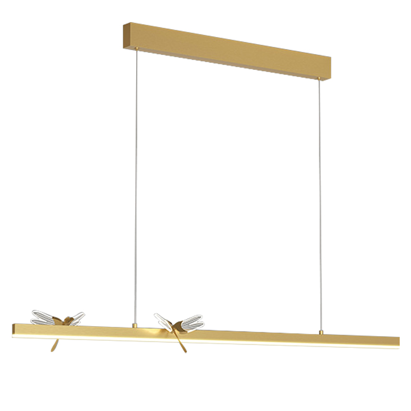 Линейный светильник со стрекозами Dragonfly Linear Chandelier Gold Золотой Прозрачный Линейный светильник со стрекозами Dragonfly Linear Chandelier Gold Золотой Прозрачный в Костроме | Loft Concept