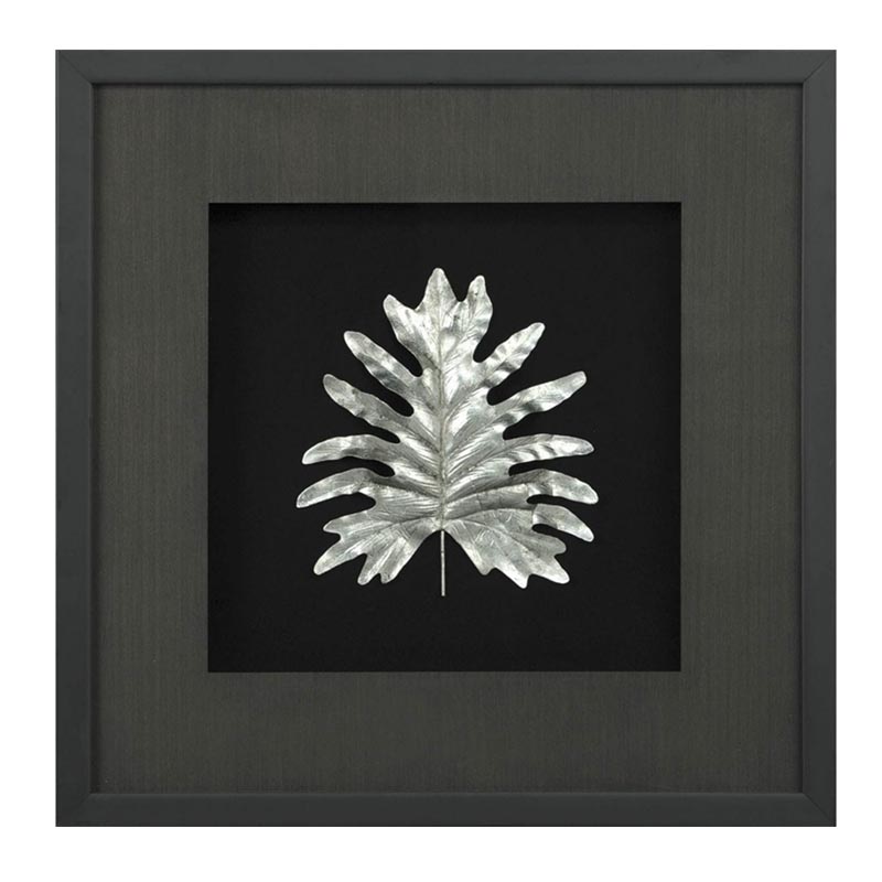 Панно Cassian Oak Leaf Черный Серебряный Панно Cassian Oak Leaf Черный Серебряный в Костроме | Loft Concept
