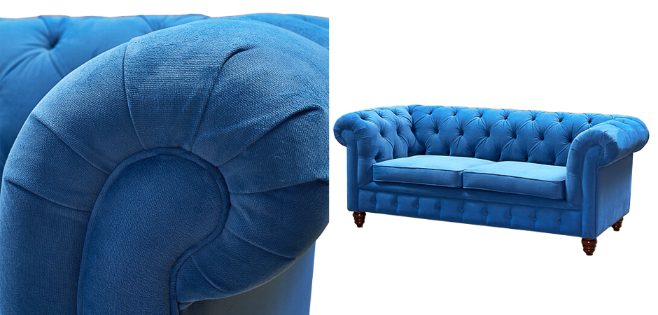 Диван Mini Kensington double blue velor Диван Mini Kensington double blue velor - Loft-Concept в Костроме