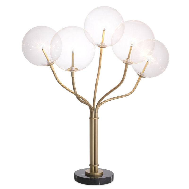 Настольная лампа Eichholtz Table Lamp Elon Латунь Античная полированная Прозрачный Черный Мрамор Nero Настольная лампа Eichholtz Table Lamp Elon Латунь Античная полированная Прозрачный Черный Мрамор Nero в Костроме | Loft Concept