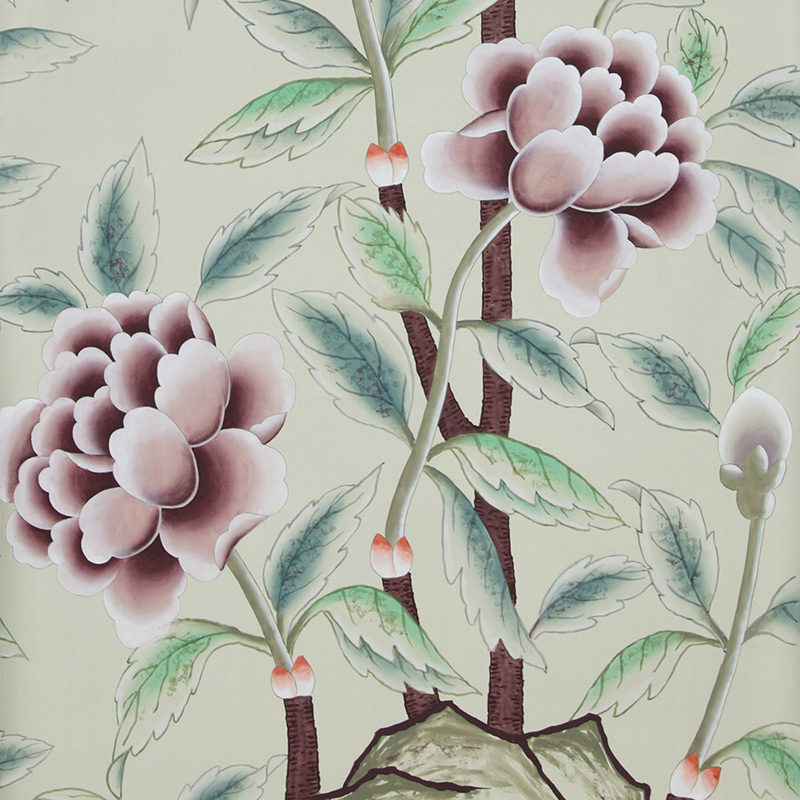 Обои ручная роспись Korean Peony Special Colourway on Icefield dyed silk Обои ручная роспись Korean Peony Special Colourway on Icefield dyed silk в Костроме | Loft Concept