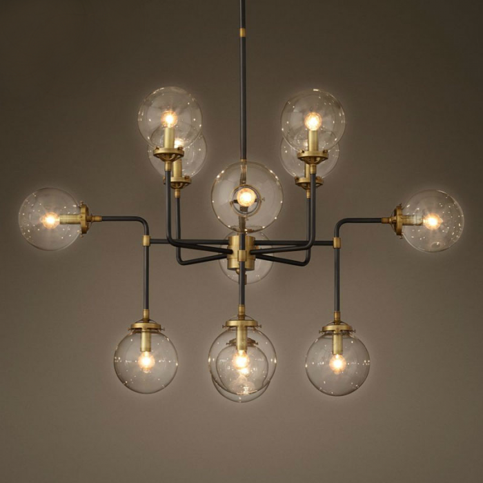 Люстра Bistro Globe Clear Glass Chandelier 12 Черный Люстра Bistro Globe Clear Glass Chandelier 12 Черный в Костроме | Loft Concept