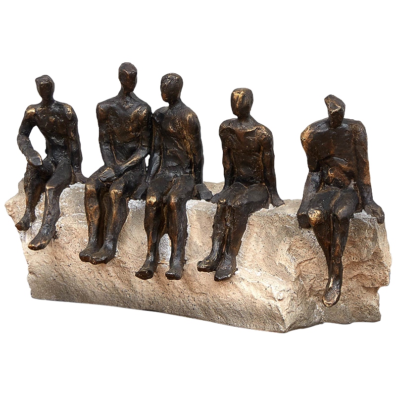 Статуэтка Sitting on the Rock Темная бронза Бежево-серый Статуэтка Sitting on the Rock Темная бронза Бежево-серый в Костроме | Loft Concept