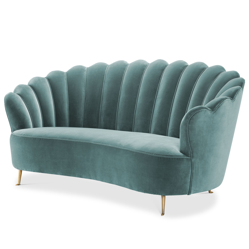 Диван Eichholtz Sofa Messina Turquoise Бирюзовый Латунь Диван Eichholtz Sofa Messina Turquoise Бирюзовый Латунь в Костроме | Loft Concept