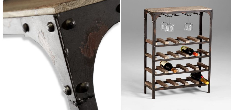 Стеллаж Industrial Metal Rust Console Wine Rack Стеллаж Industrial Metal Rust Console Wine Rack - Loft-Concept в Костроме