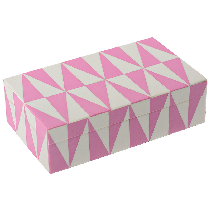 Шкатулка Pink Triangles Bone Inlay Box Розовый Белый Шкатулка Pink Triangles Bone Inlay Box Розовый Белый в Костроме | Loft Concept