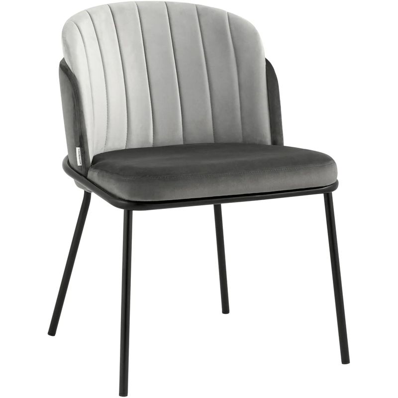Стул Penelope Chair Серый велюр Металлические Ножки Светло-серый Серый Черный в Костроме | Loft Concept 
