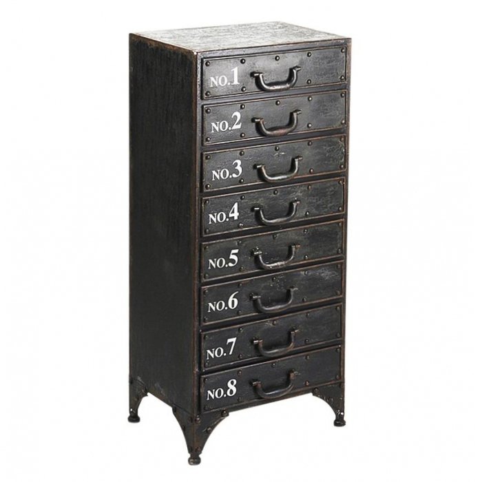 Комод металлический в стиле Лофт Industrial Loft Rustic Iron 8 Drawer Dresser Черный в Костроме | Loft Concept 