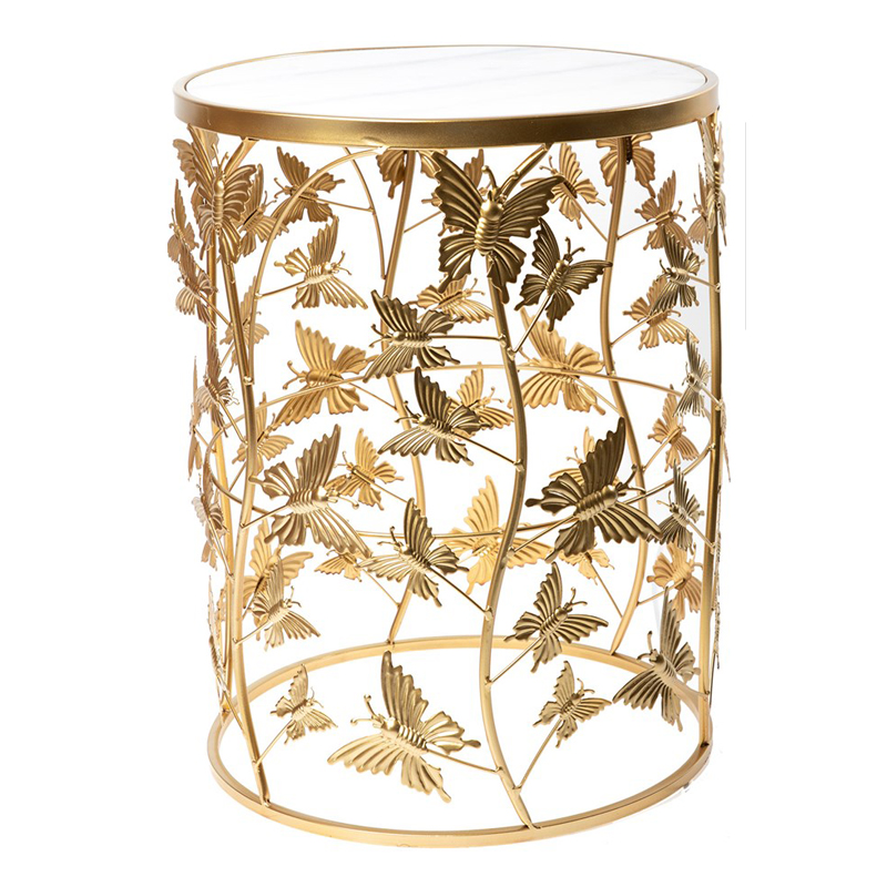 Приставной стол Gold Butterfly белый мрамор Золотой Белый Мрамор Bianco в Костроме | Loft Concept 