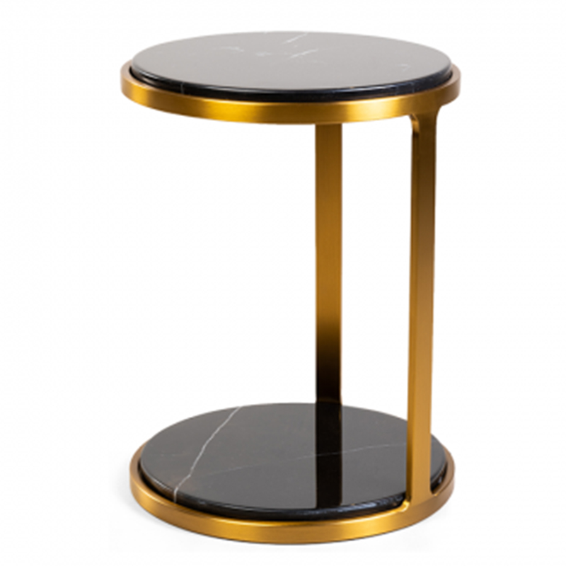Приставной стол Viorel Marble Side Table Черный Мрамор Nero Глянцевое золото Приставной стол Viorel Marble Side Table Черный Мрамор Nero Глянцевое золото в Костроме | Loft Concept