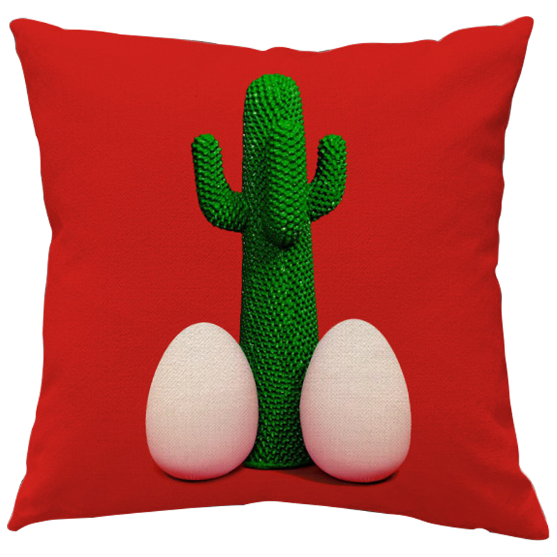 Декоративная подушка Seletti Cushion God Cactus Красный Зеленый Белый Декоративная подушка Seletti Cushion God Cactus Красный Зеленый Белый в Костроме | Loft Concept