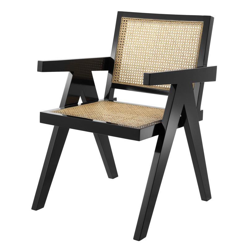 Стул Eichholtz Dining Chair Adagio Черный Бежевый Стул Eichholtz Dining Chair Adagio Черный Бежевый в Костроме | Loft Concept