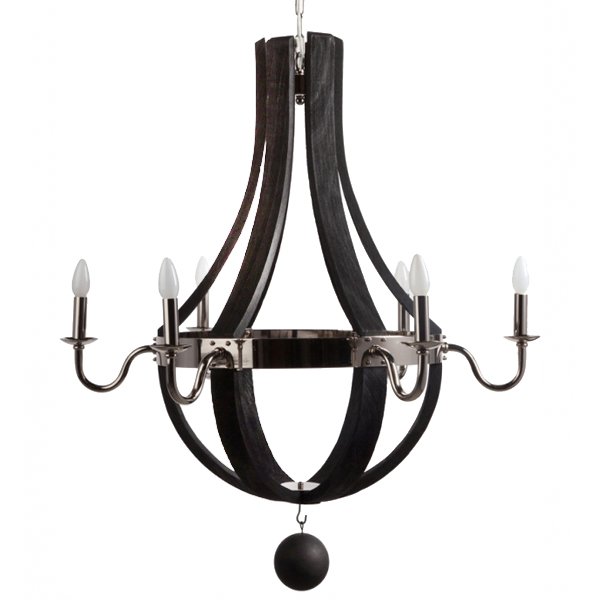 Люстра RH Wine Barrel chandelier Polished nickel Черный Люстра RH Wine Barrel chandelier Polished nickel Черный в Костроме | Loft Concept