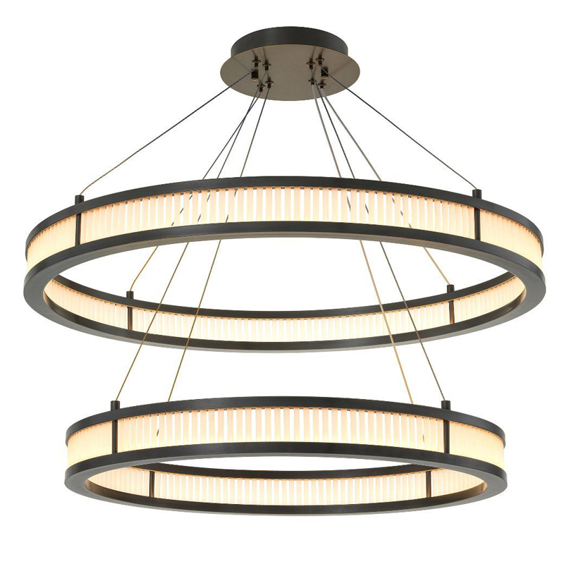 Люстра Eichholtz Chandelier Damien Double Bronze Темная бронза Белое матовое стекло Люстра Eichholtz Chandelier Damien Double Bronze Темная бронза Белое матовое стекло в Костроме | Loft Concept