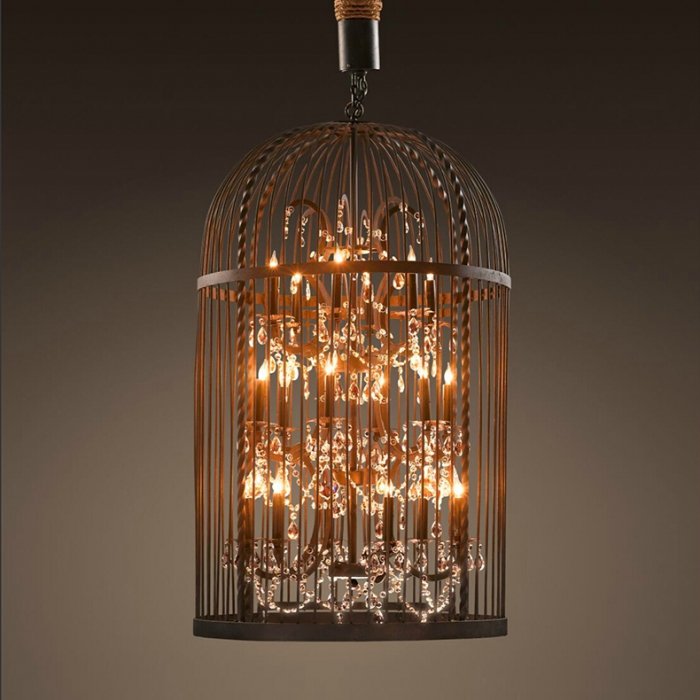 Люстра Steampunk Birdcage Chandelier Искусственная бурая ржавчина Черный Люстра Steampunk Birdcage Chandelier Искусственная бурая ржавчина Черный в Костроме | Loft Concept