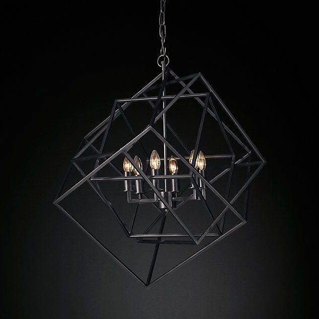 Люстра RH Caged Cubist Pendant black Черный Люстра RH Caged Cubist Pendant black Черный в Костроме | Loft Concept