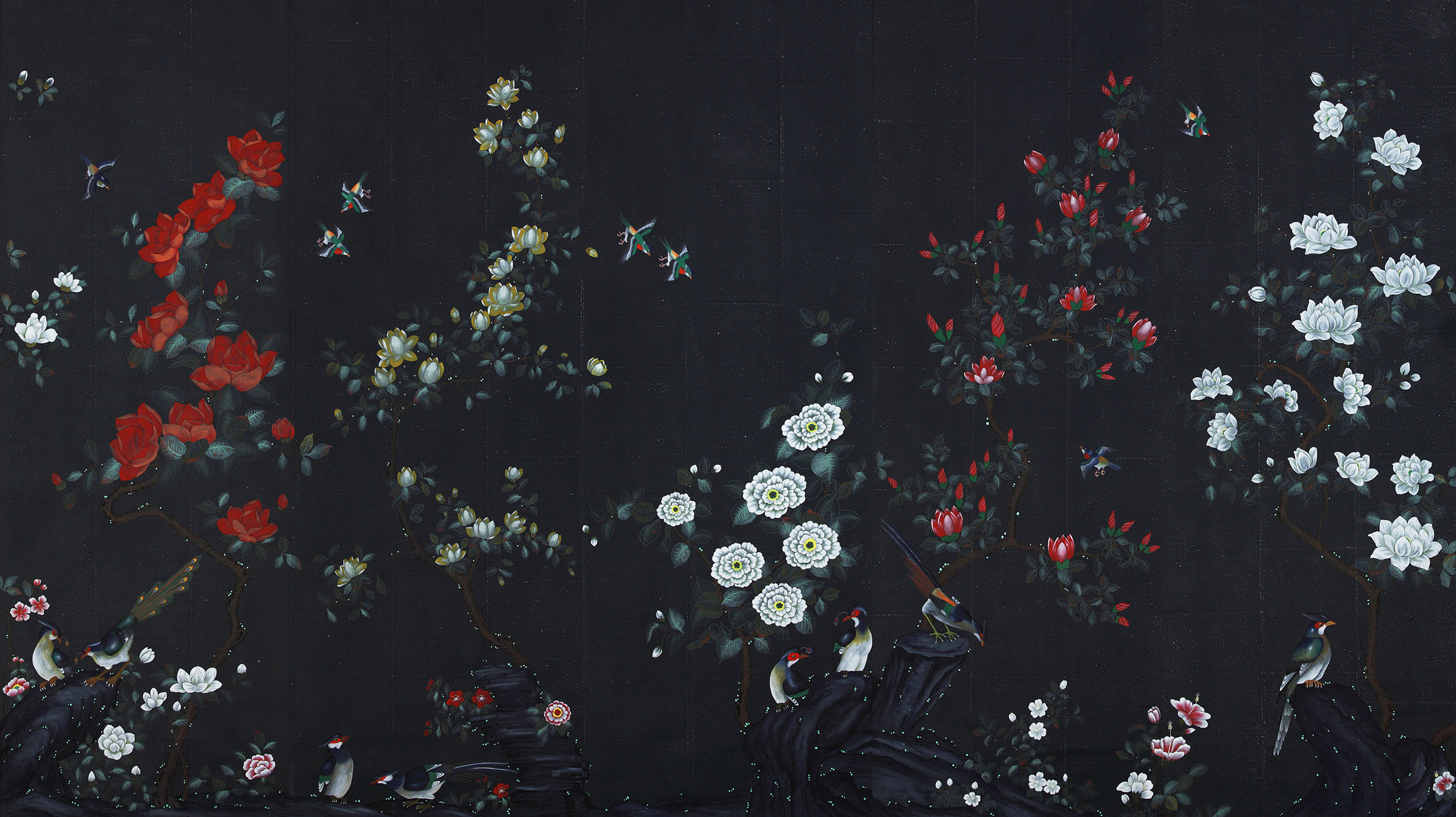 Обои шинуазри Japanese Garden Original colourway on Pitch India tea paper Обои шинуазри Japanese Garden Original colourway on Pitch India tea paper - постер Loft-Concept в Костроме