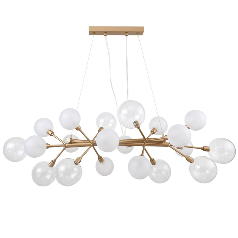 Люстра Berries Chandelier Rectangle White 100 матовое золото Прозрачный Прозрачный белый в Костроме | Loft Concept 